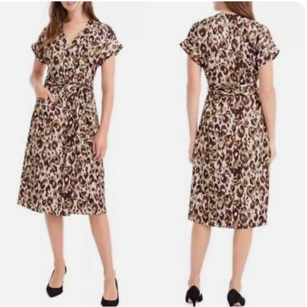J. Crew Leopard Print Wrap Dress XS